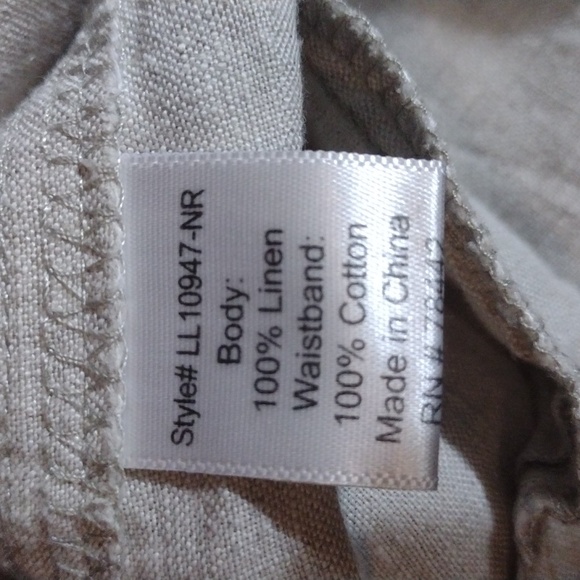 Allen Allen Oatmeal Linen Pull-on Pants M - Picture 8 of 11